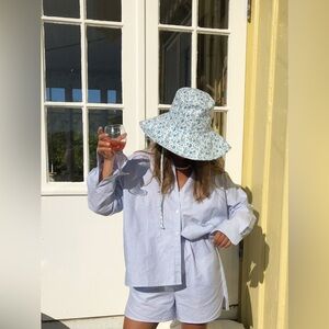 Djerf Avenue Breezy Shorts in Blue Stripe